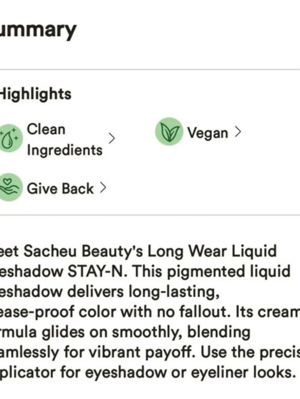 SACHEU LONG WEAR LIQUID EYESHADOW STAY-N.